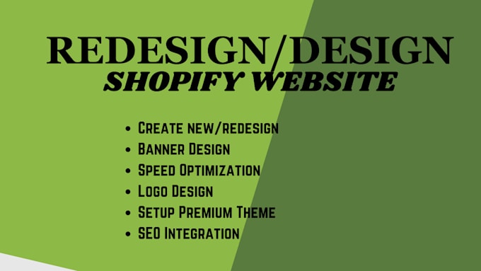 Gig Preview - Setup shopify website redesign shopify website design shopify store redesign