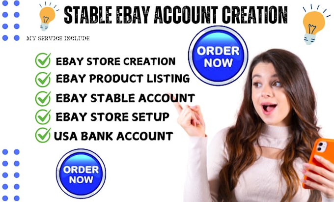 Gig Preview - Do ebay account creation ebay product listing ebay store setup bank account