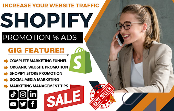 Bestseller - increase organic website traffic on social media, website promotion, shopify ads