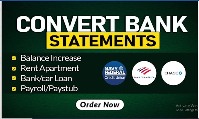 Gig Preview - Convert bank statement from pdf to excel, editable format