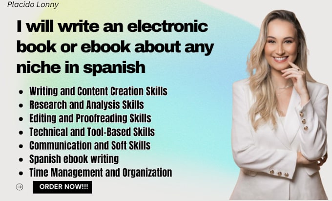 Gig Preview - Write an electronic book or ebook about any niche in spanish