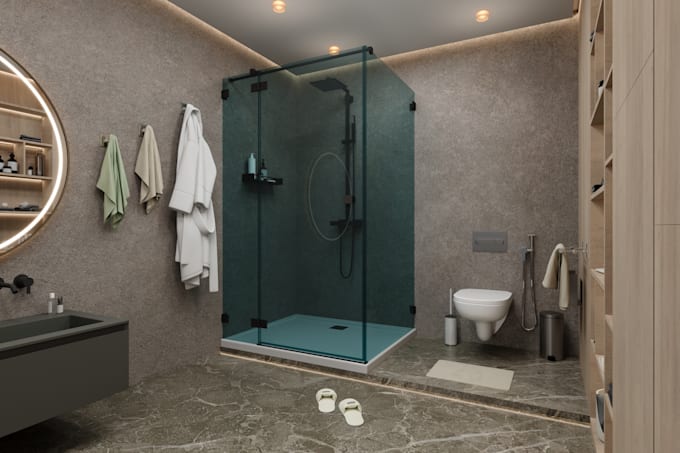 Gig Preview - Do 3d modeling and rendering for your bathroom