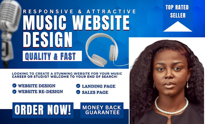 Gig Preview - Design a music website for music artist, producer , dj , band or record label