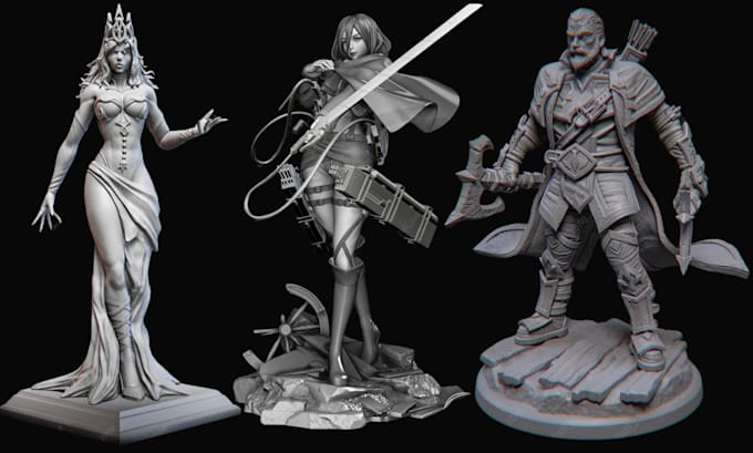 Gig Preview - Sculpt 3d character models sculpt anime statue 3d toy 3d figure stl for printing