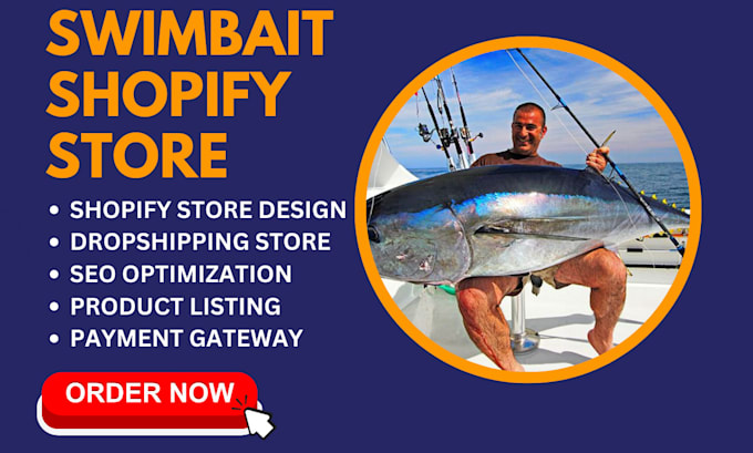 Gig Preview - Design swimbait website bait lures website fishing gear website