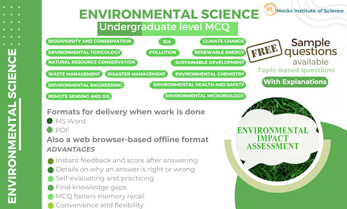 Gig Preview - Create custom environmental science multiple choice questions with explanations