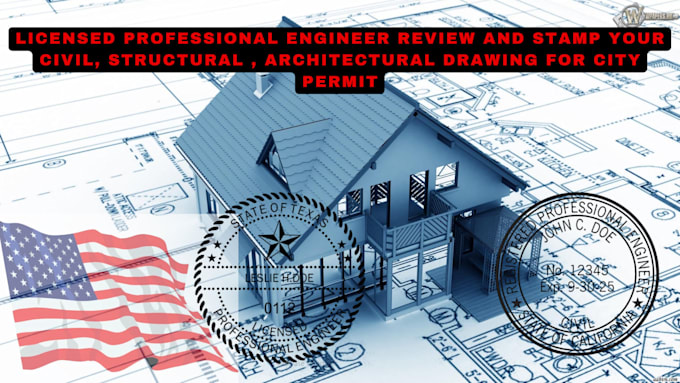 Gig Preview - Review and stamp your civil, structural , architectural drawing for city permit