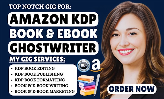 Gig Preview - Do amazon kdp  book publishing ebook ghostwriter book  editing book formatting