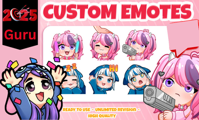 Gig Preview - Create custom 2025 model emotes and badges for twitch and kick, sub badge design