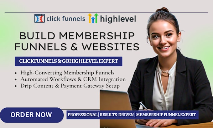 Gig Preview - High converting gohighlevel membership sales funnels membership clickfunnels