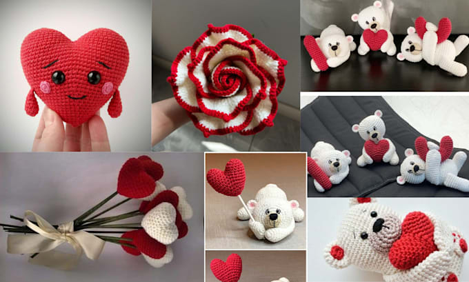 Gig Preview - Create valentine amigurumi crotchet pattern for your etsy