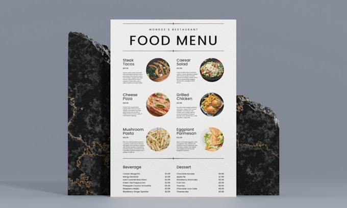 Gig Preview - Design custom menus or price lists for restaurants, salons, cafes, spas and more