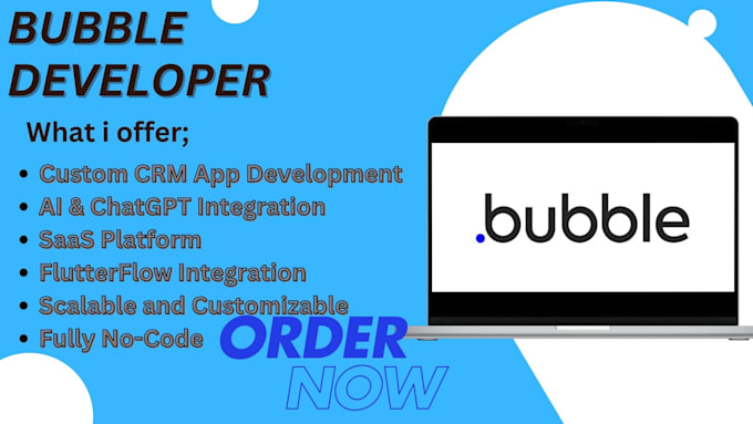 Gig Preview - Build bubble mvp CRM app ai saas chatgpt bubble io developer flutterflow open ai