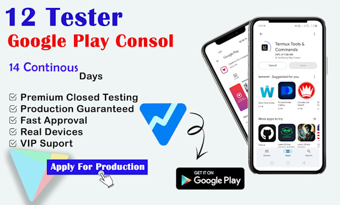 Bestseller - provide you 12 testers or 20 testers for your google play closed testing