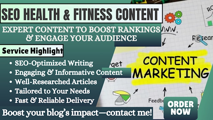 Gig Preview - Write SEO mental health, fitness wellness, medical article and blog post content