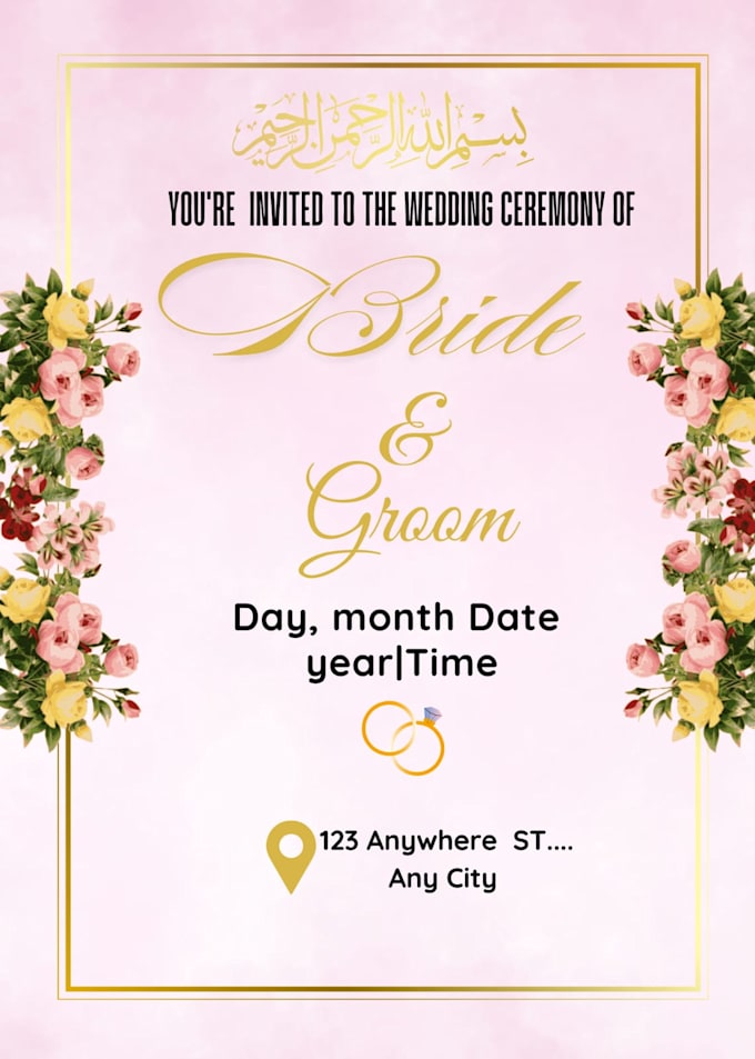 Gig Preview - Do elegant custom wedding card design for your special day