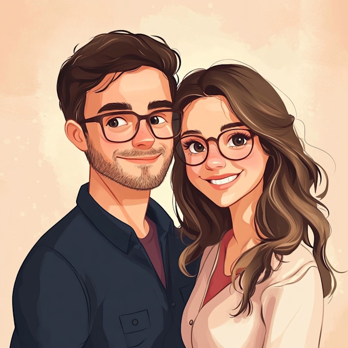 Gig Preview - Draw romantic couple portrait illustration from your photo