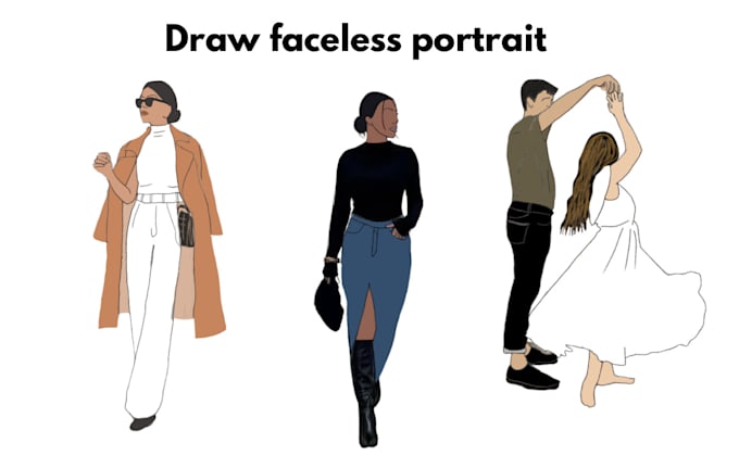 Gig Preview - Draw minimalist portrait, flat portrait, faceless art