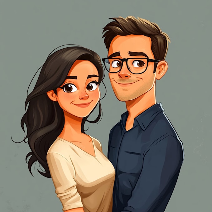 Gig Preview - Draw couple portrait illustration from your photo