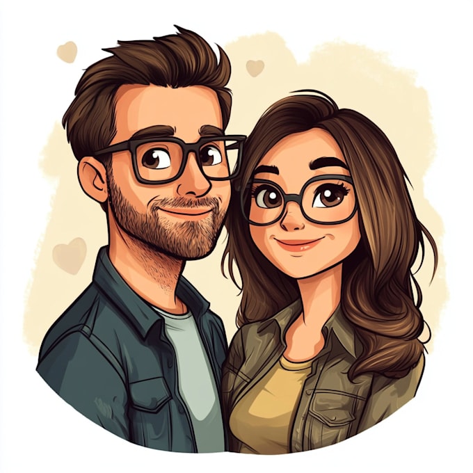 Gig Preview - Draw couple portrait illustration from your photo