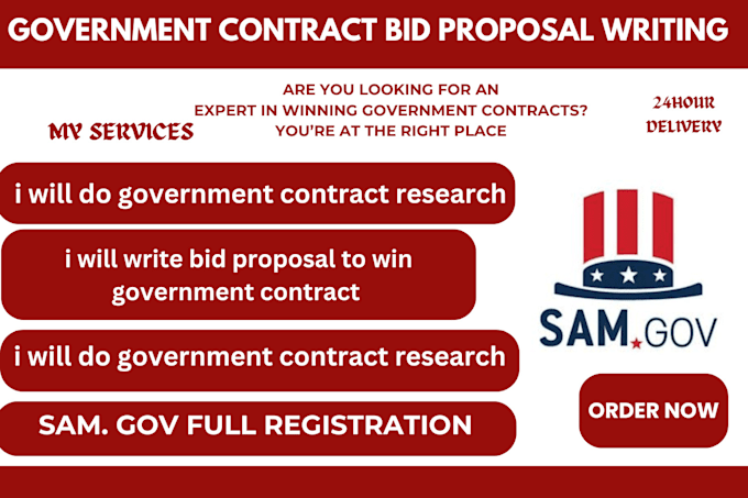 Gig Preview - Find, write wining bid proposal, rfp, rfq, rfi to win government contract