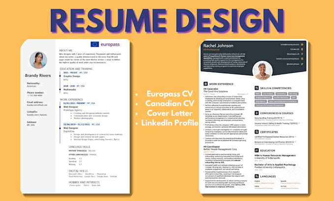 Gig Preview - Do resume design, europass cv, canadian cv, cover letter