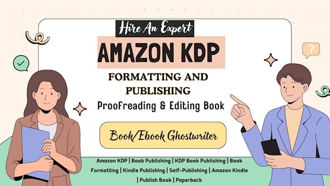 Gig Preview - Do amazon KDP book publishing book editing non fiction ghostwriter ebook writer