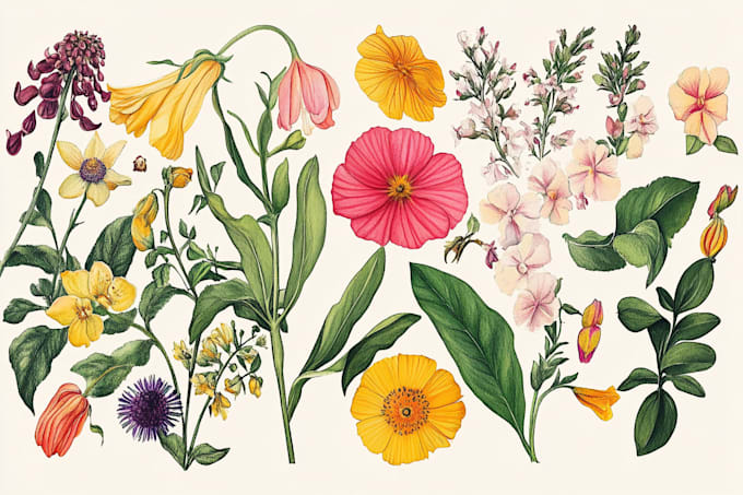 Gig Preview - Draw botanical illustrations of flowers, plants, fruits