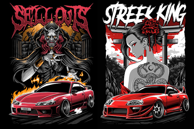 Gig Preview - Create car or automotive illustration for tshirt