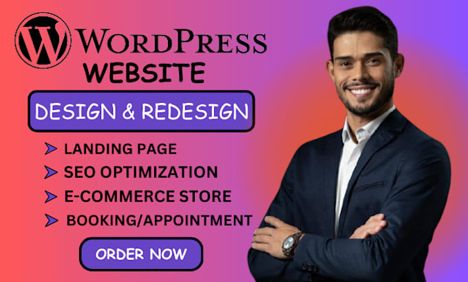 Gig Preview - Design or redesign wordpress website development, wordpress landing page, seo