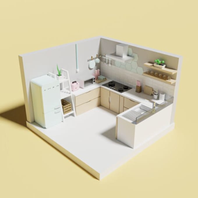 Bestseller - do 3d kitchen animation, remodel kitchen, 2d floor plan, 3d kitchen cabinet,