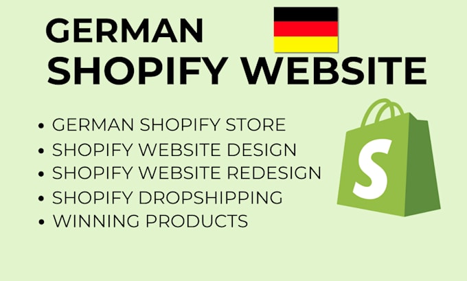 Gig Preview - Build german shopify store, redesign shopify website, shopify dropshipping store