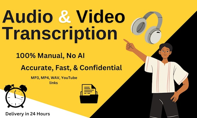 Gig Preview - Transcribe audio and video files with accuracy and fast delivery