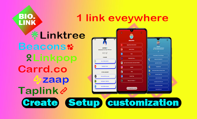 Gig Preview - Set up linktree beacons zaap landing page with attractive bio link