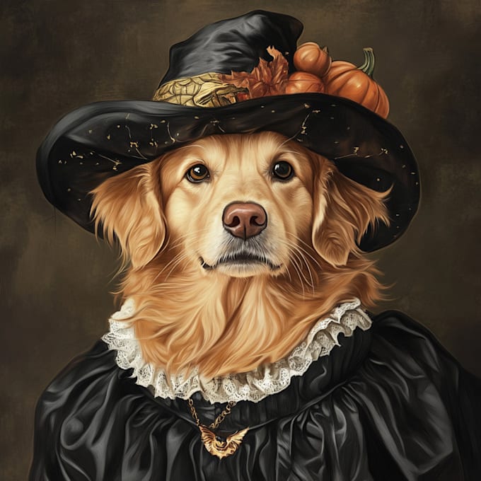 Gig Preview - Do custom halloween pet portrait dog portrait cat portrait