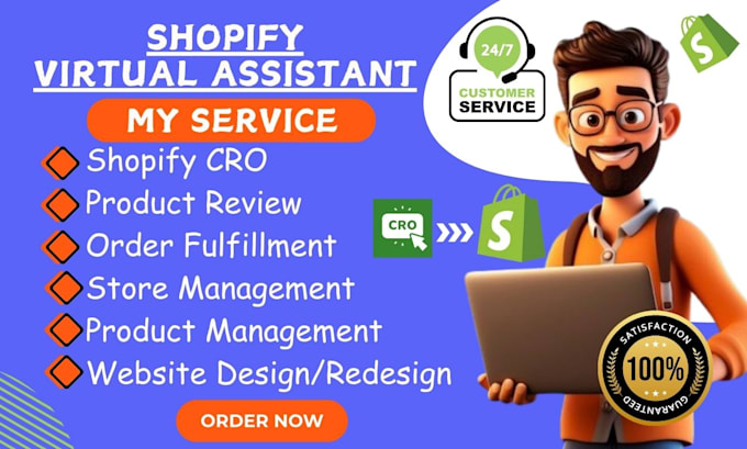 Gig Preview - Shopify virtual assistant, store manager,shopify sales marketing cro audit