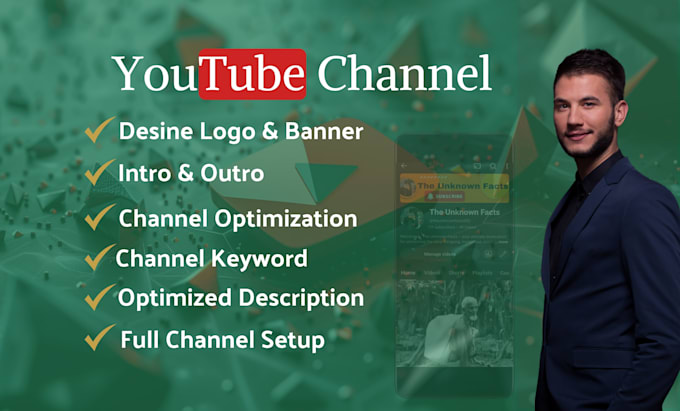 Gig Preview - Do professional youtube channel setup with custom logo, banner