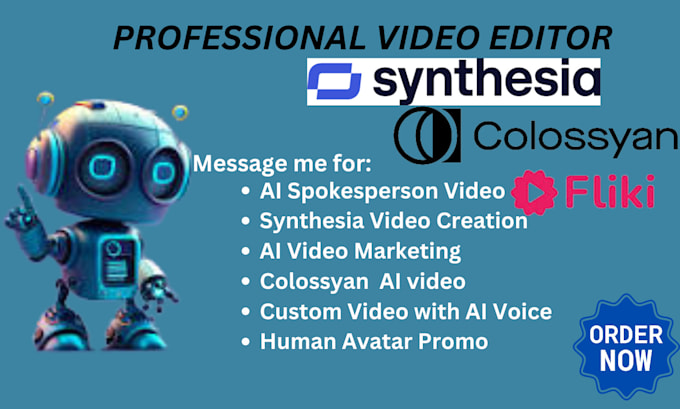 Gig Preview - Create ai avatar spokesperson video explainer using synthesia colossyan fliki ai