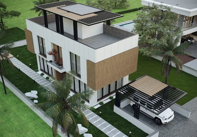 Gig Preview - Draw, design 3d luxurious house, hotel design, renovate living room, bathroom