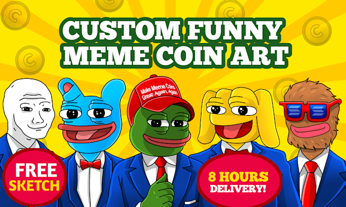 Gig Preview - Draw custom funny meme coin art for your social media