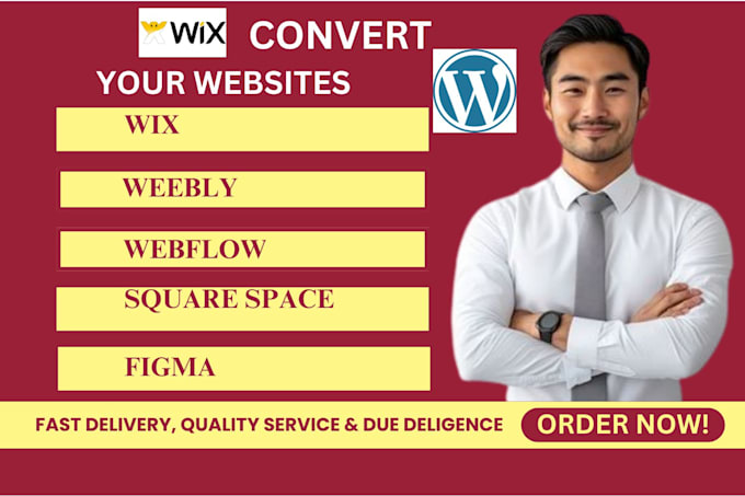 Gig Preview - Convert clone or transfer wix, weebly, webflow, squarespace to wordpress website