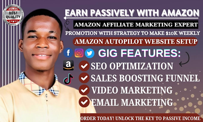 Gig Preview - Setup automated sales funnel to boost amazon affiliate marketing income