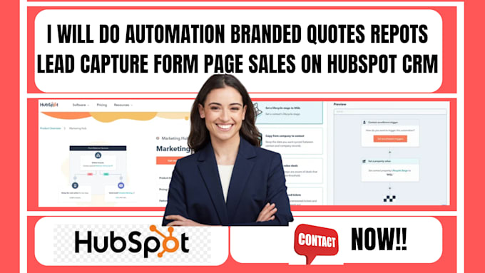 Gig Preview - Do automation branded quotes repots lead capture form page sales on hubspot crm