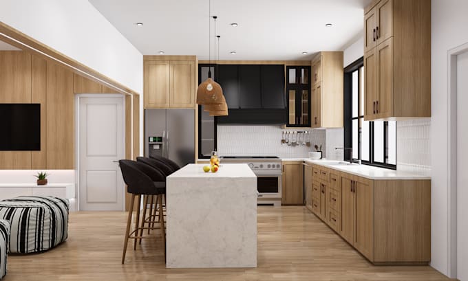 Gig Preview - Do kitchen design 3d rendering and interior solutions