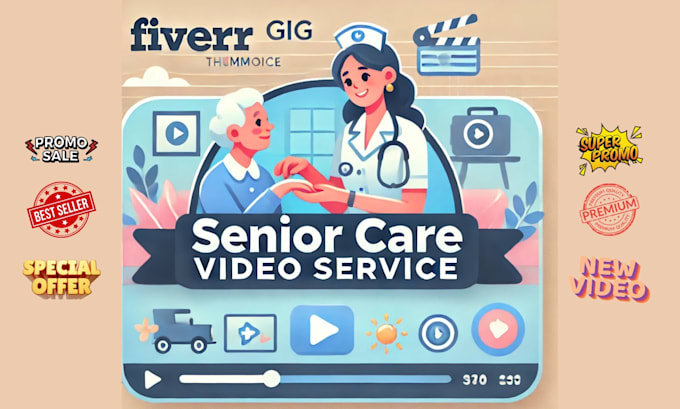 Gig Preview - Make senior care video hiring caregivers old age animated ad