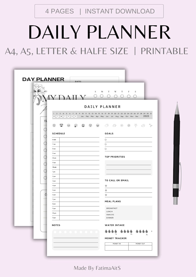 Gig Preview - Design a custom day planner to help you stay productive