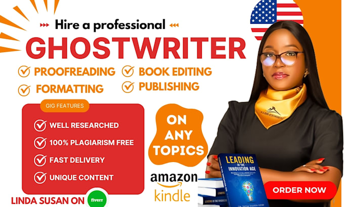 Gig Preview - Ghostwrite your book for amazon kindle, ebook writer, ebook writing, ghostwriter