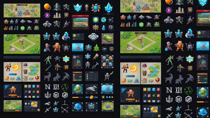 Gig Preview - Do game art unique graphics game assets ui design