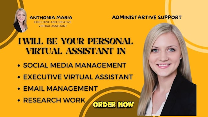 Gig Preview - Be your long term personal administrative executive virtual assistant etsy va