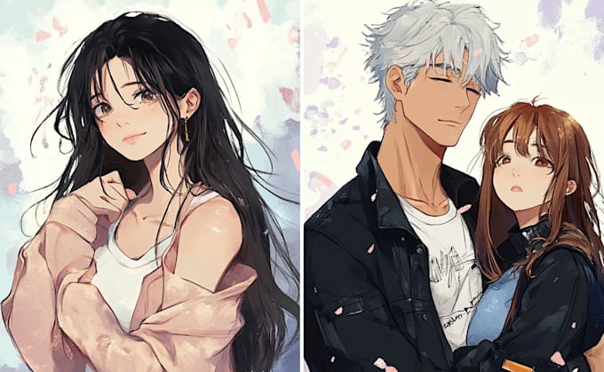 Bestseller - draw your couple character with anime style